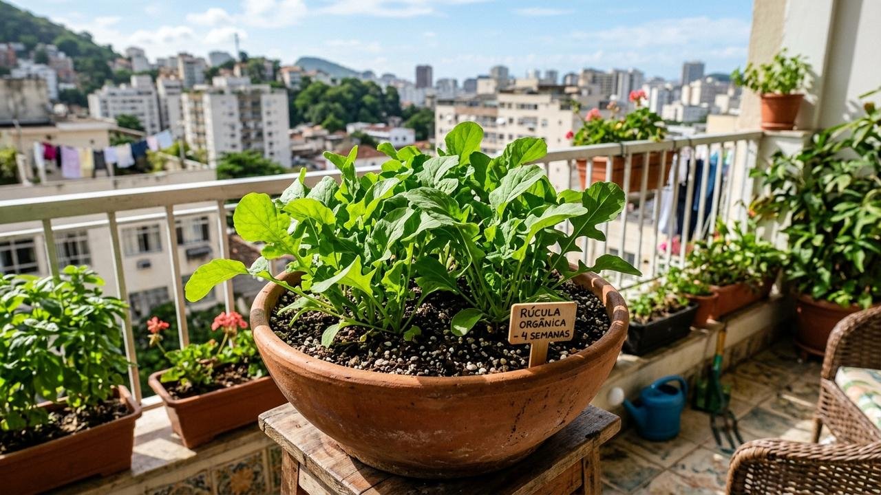 Como plantar rúcula em casa mesmo sem quintal e colher folhas frescas usando vasos ou jardineiras
